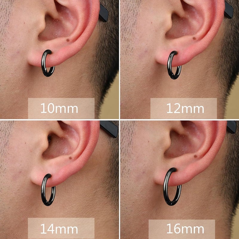 Yadoca 8 Pieces Clip On Earrings For Men Women Non-Piercing Fake Earrings Stainless Steel Clip On Hoop Earring Cool Earrings Ear Clips Set for Gifts - Image 3